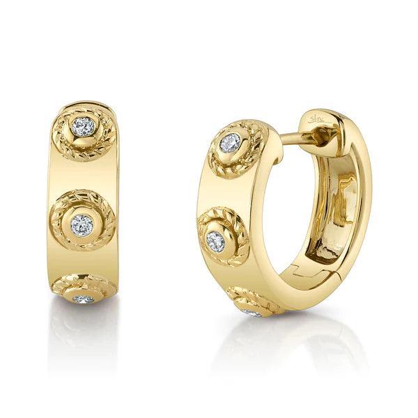 Diamond Bezel Huggie Earrings