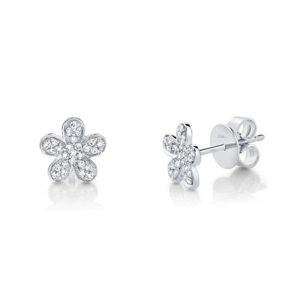 Diamond Flower Stud Earrings