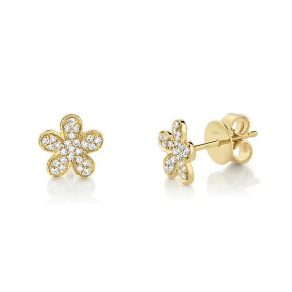 Diamond Flower Stud Earrings