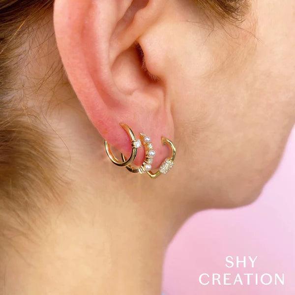 Diamond Heart Huggie Earrings