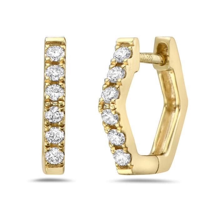 Diamond Hexagon Huggie Earrings