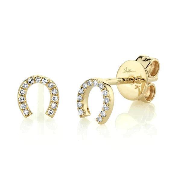 Diamond Horseshoe Stud Earrings