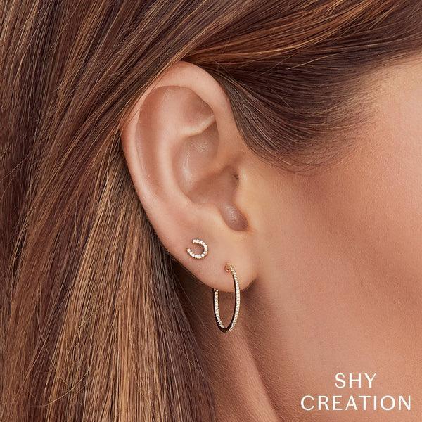Diamond Horseshoe Stud Earrings