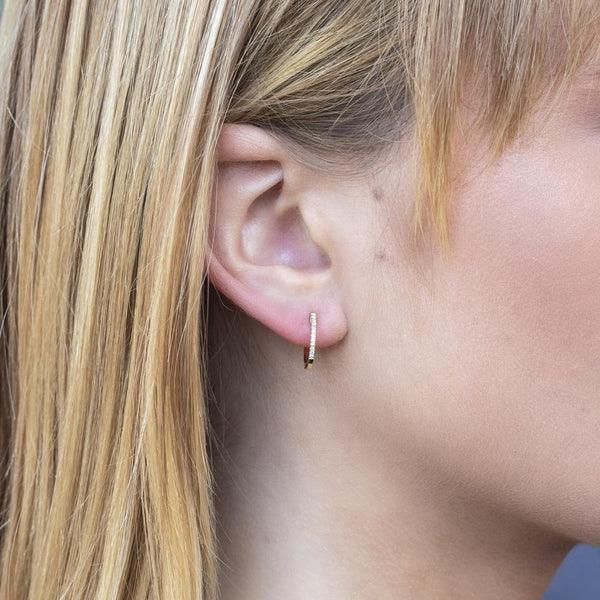 Diamond Huggie Hoop Earrings