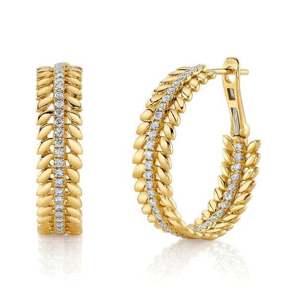 Diamond Laurel Wreath Hoop Earrings