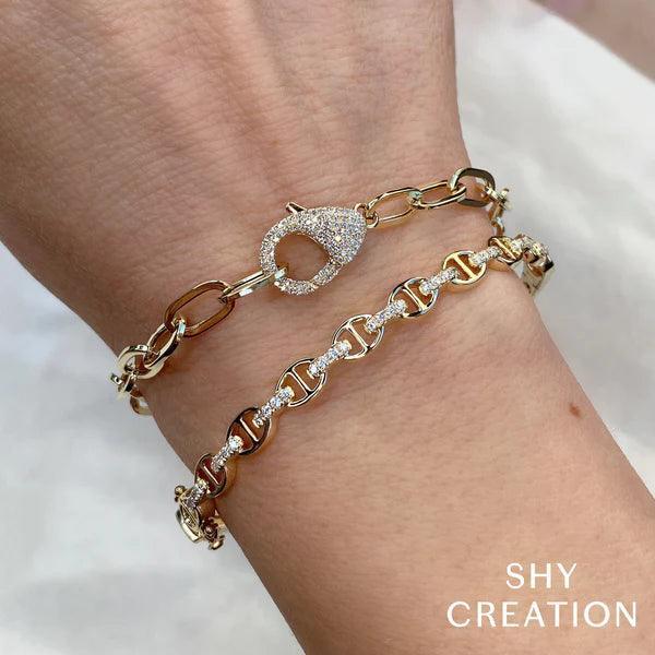 Diamond Paper Clip Link Bracelet