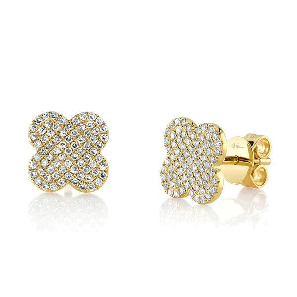 Diamond Pave Clover Earrings