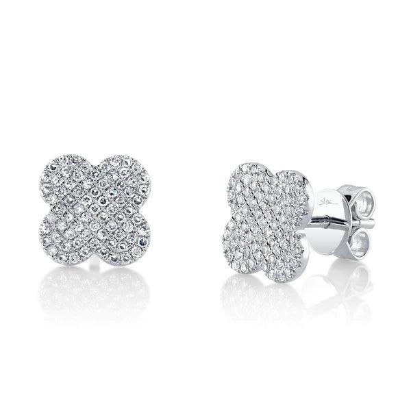 Diamond Flower Stud Earrings