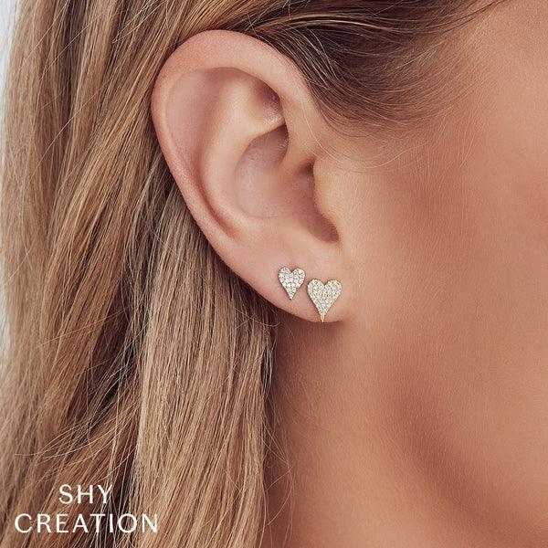 Diamond Pave Heart Earrings