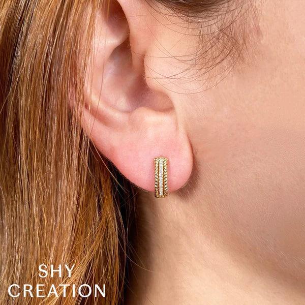 Diamond Rope Huggie Earrings