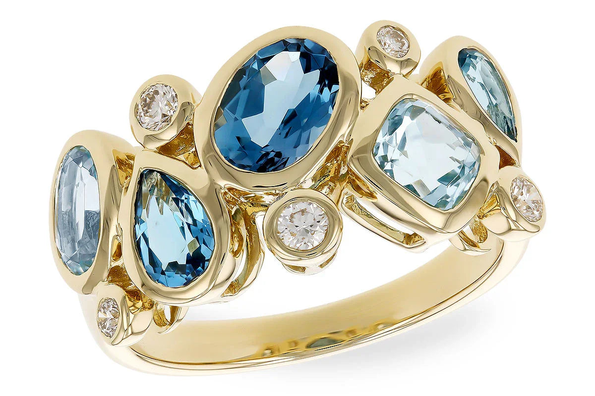 Blue Topaz Diamond Mosaic Ring
