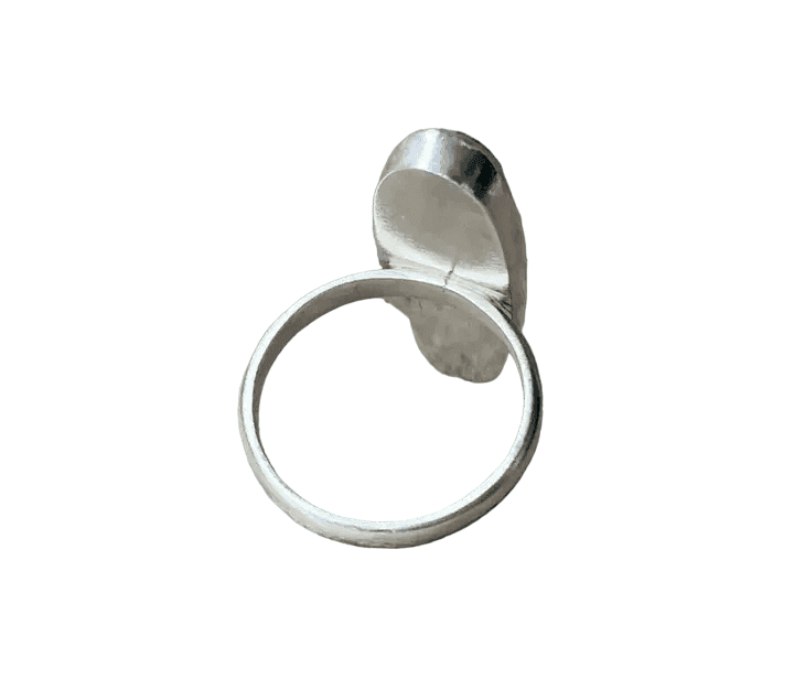 Long Oval Dahlia Copper Turquoise Sterling Silver Ring
