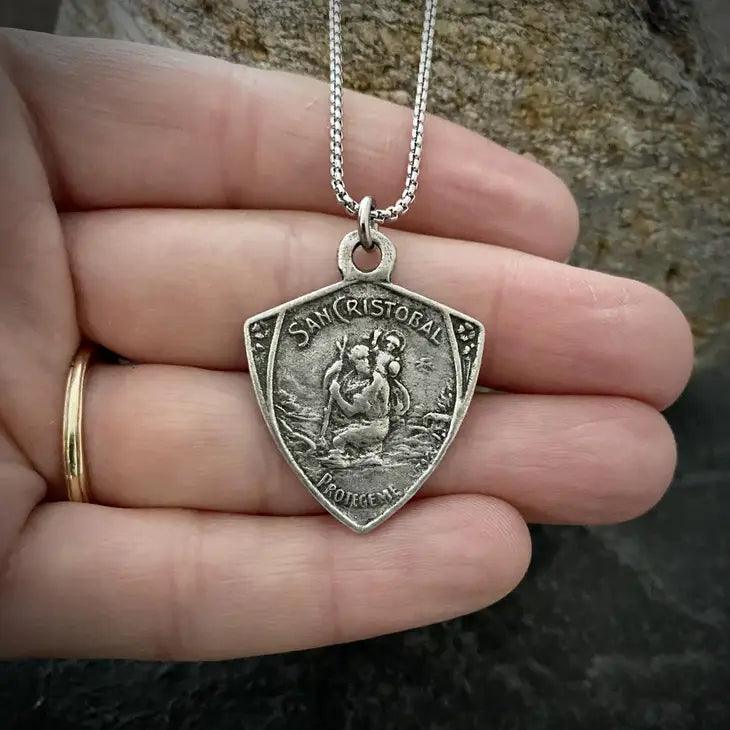 Mens Saint Christopher Medal Necklace