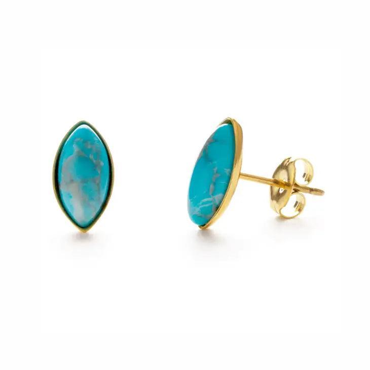 Navette Cut Semi Precious Stud Earrings