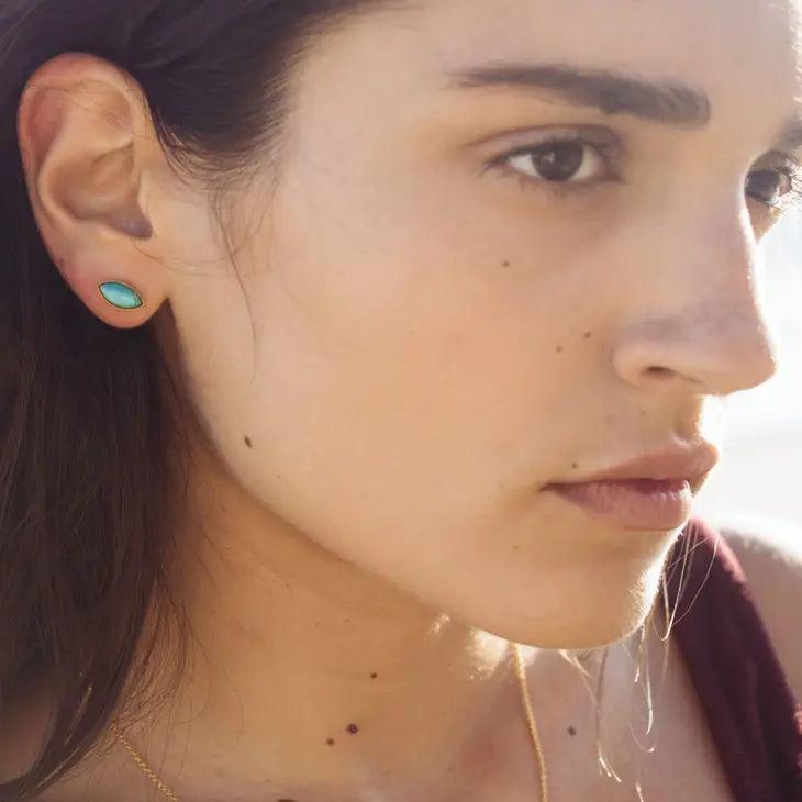 Navette Cut Semi Precious Stud Earrings