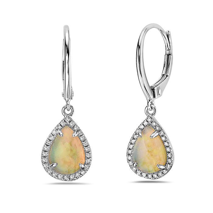 Opal & Diamond Drop Earrings