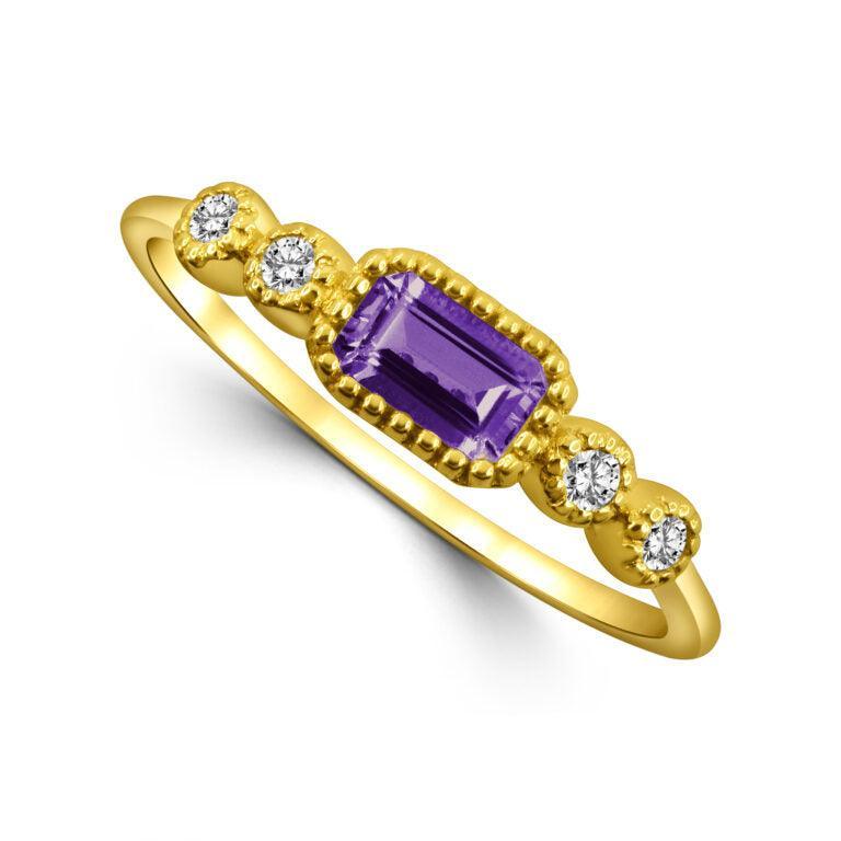 Petite Diamond Gemstone Ring