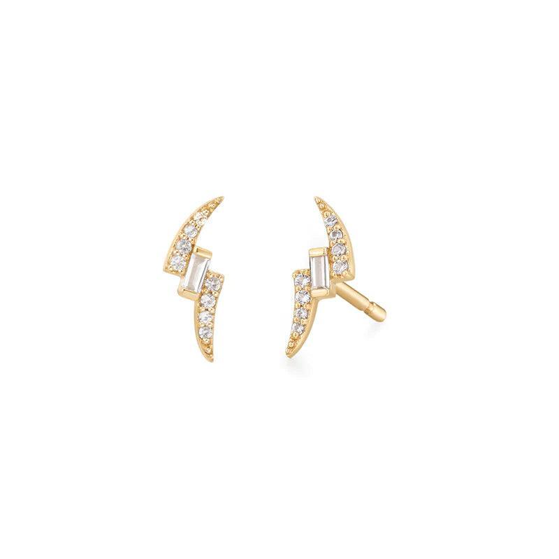 Petite White Sapphire Curved Studs
