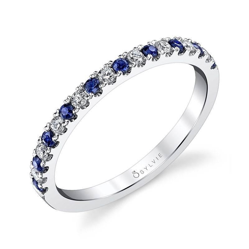 Classic Blue Sapphire and Diamond Wedding Band
