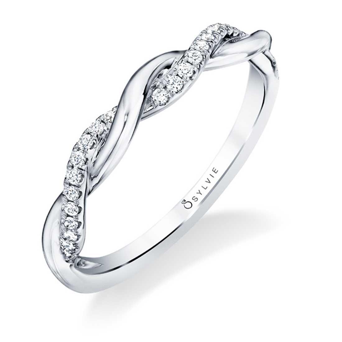 Platinum Modern Spiral Wedding Band