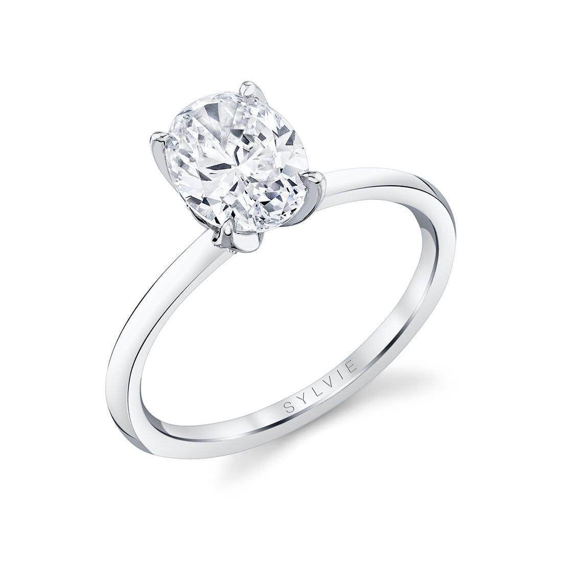 14K Shay Oval Floral Solitaire Engagement Ring