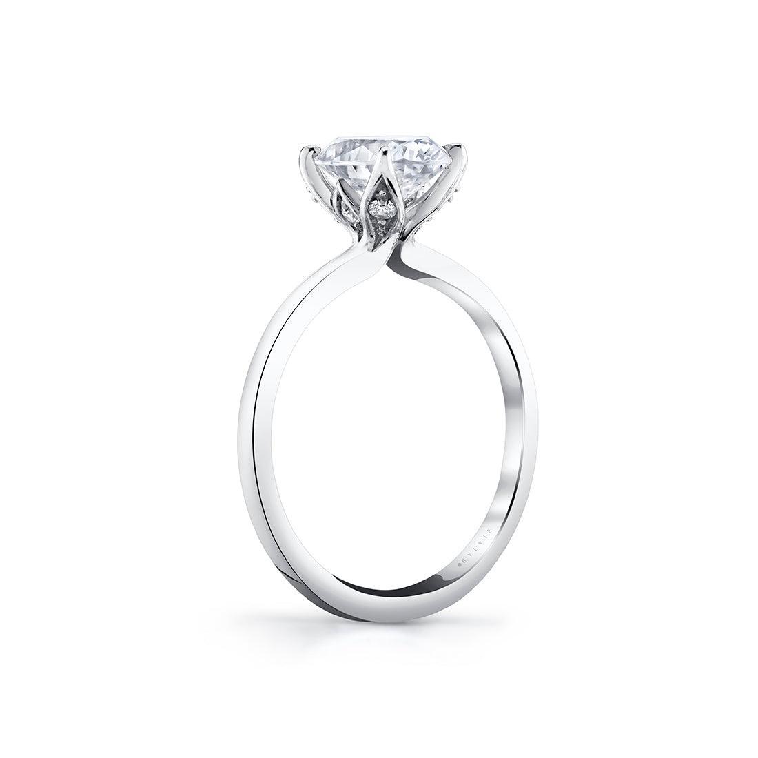 Platinum Shay Oval Floral Solitaire Engagement Ring