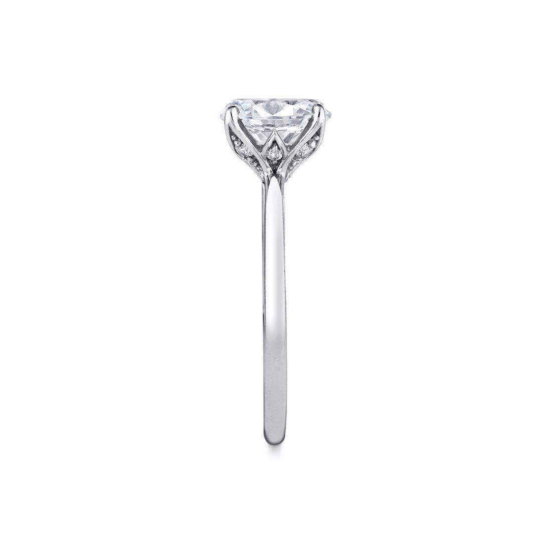 Platinum Shay Oval Floral Solitaire Engagement Ring