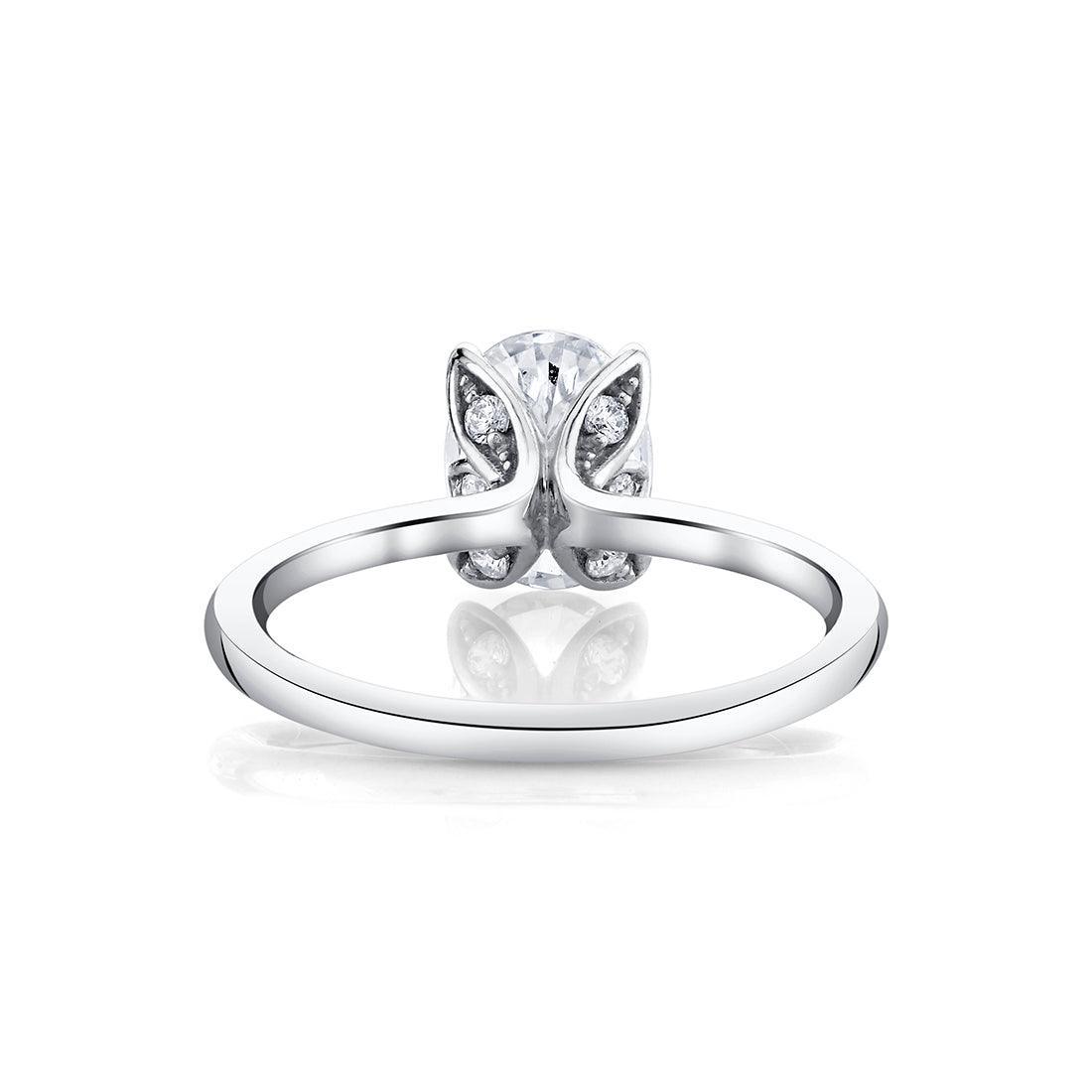 Platinum Shay Oval Floral Solitaire Engagement Ring