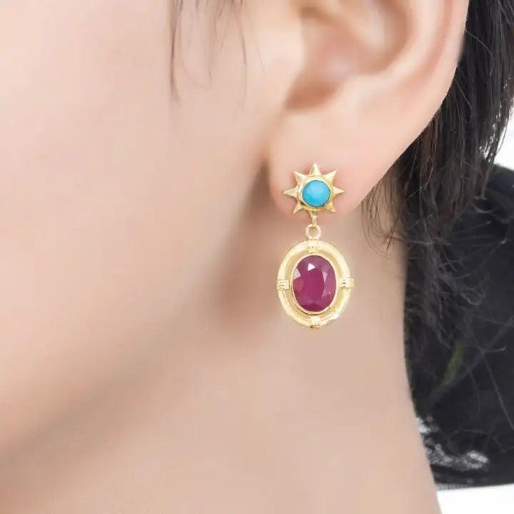 Ruby Turquoise Earring