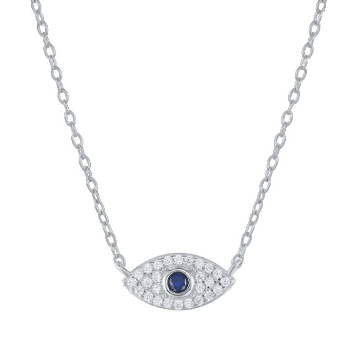 Silver CZ Evil Eye Necklace
