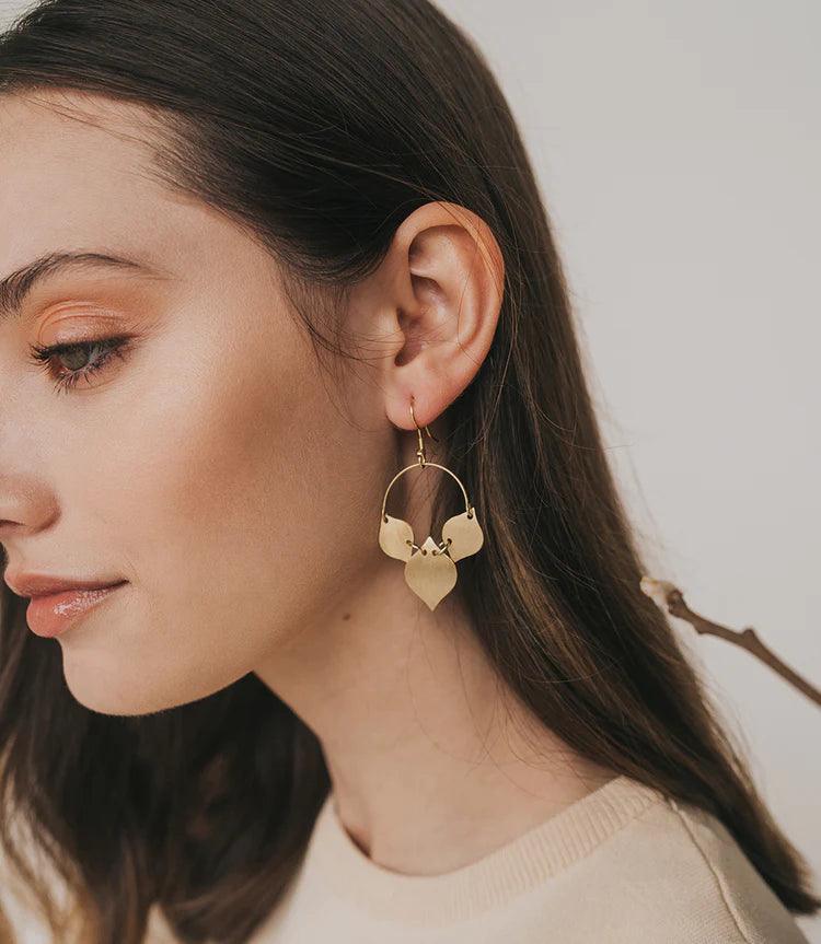 Teal Leaf Drop Earrings