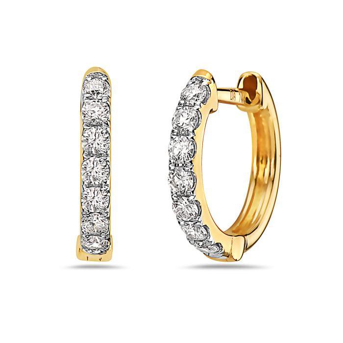 Yellow Gold Diamond Huggie Earrings