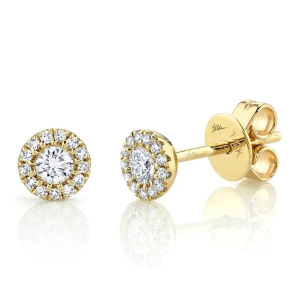 gold diamond stud earrings at Water Street Jewelers