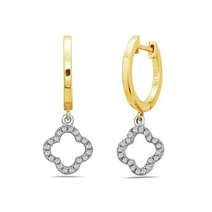 quatrefoil diamond earrings in mixed metal