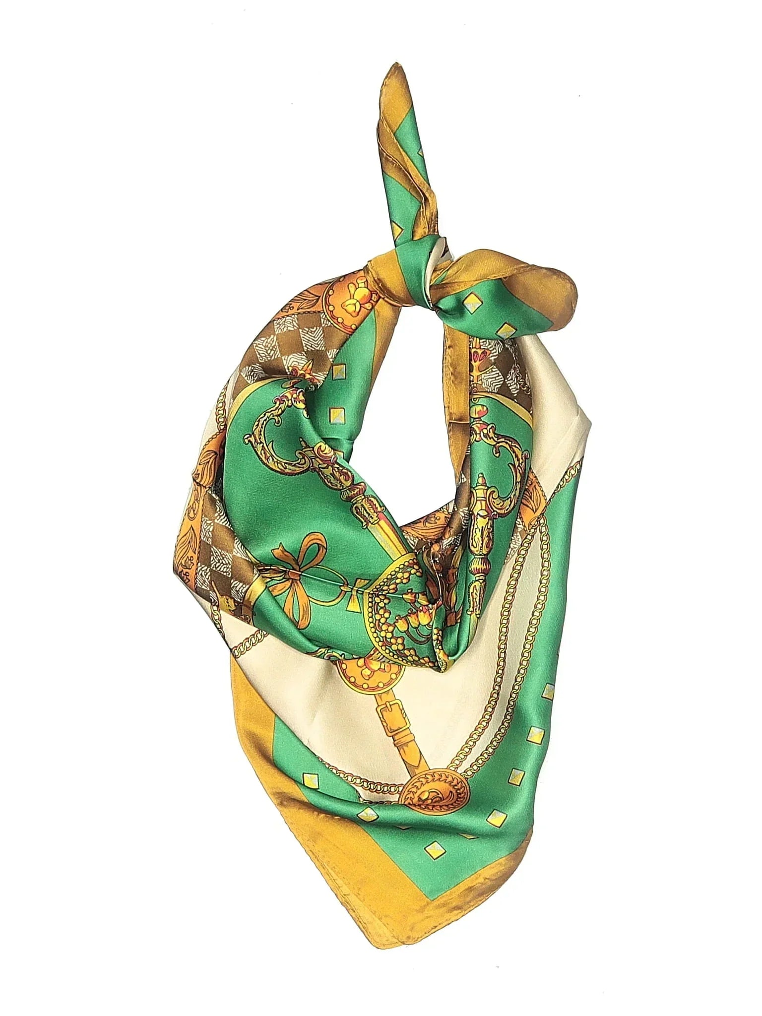 green gold silk scarf