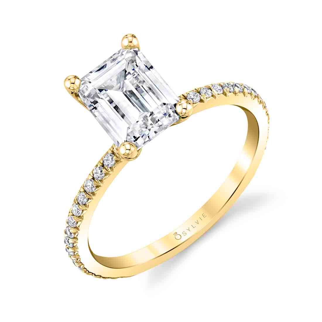   Yellow Gold Emerald Cut Engagement Ring