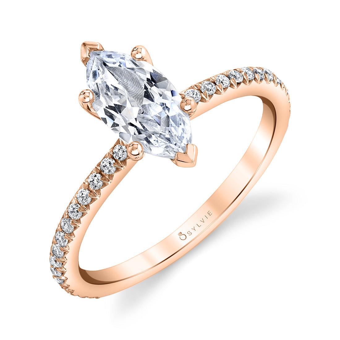 Rose Gold  Adorlee Marquise Engagement Ring