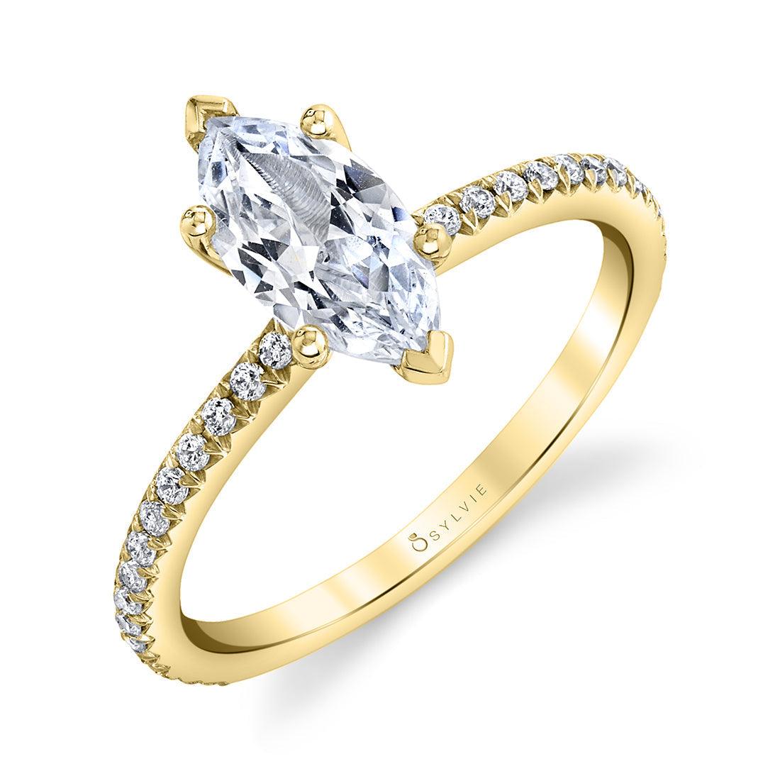 Adorlee Yellow Gold Marquise Engagement Ring