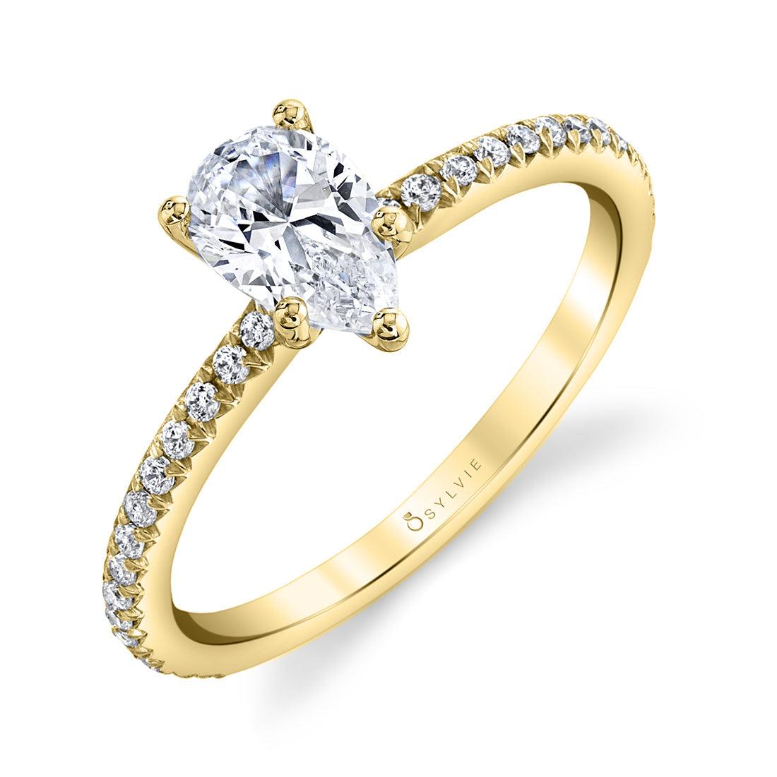 Yellow Gold Adorlee Pear Engagement Ring