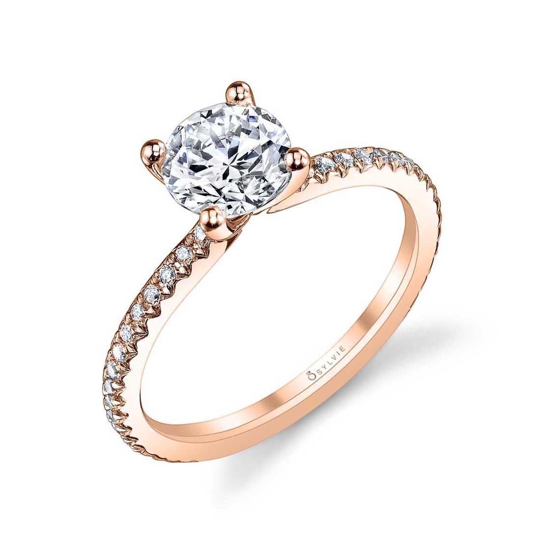 Rose Gold Adorlee Radiant Cut Engagement Ring