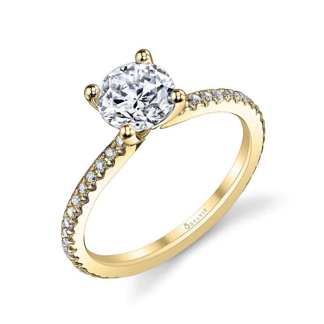 Yellow Gold Adorlee Round Engagement Ring