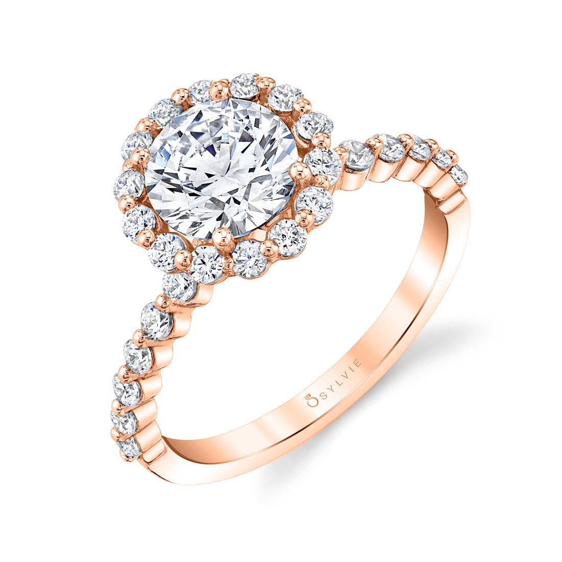 14K Athena Classic Round Halo Engagement Ring