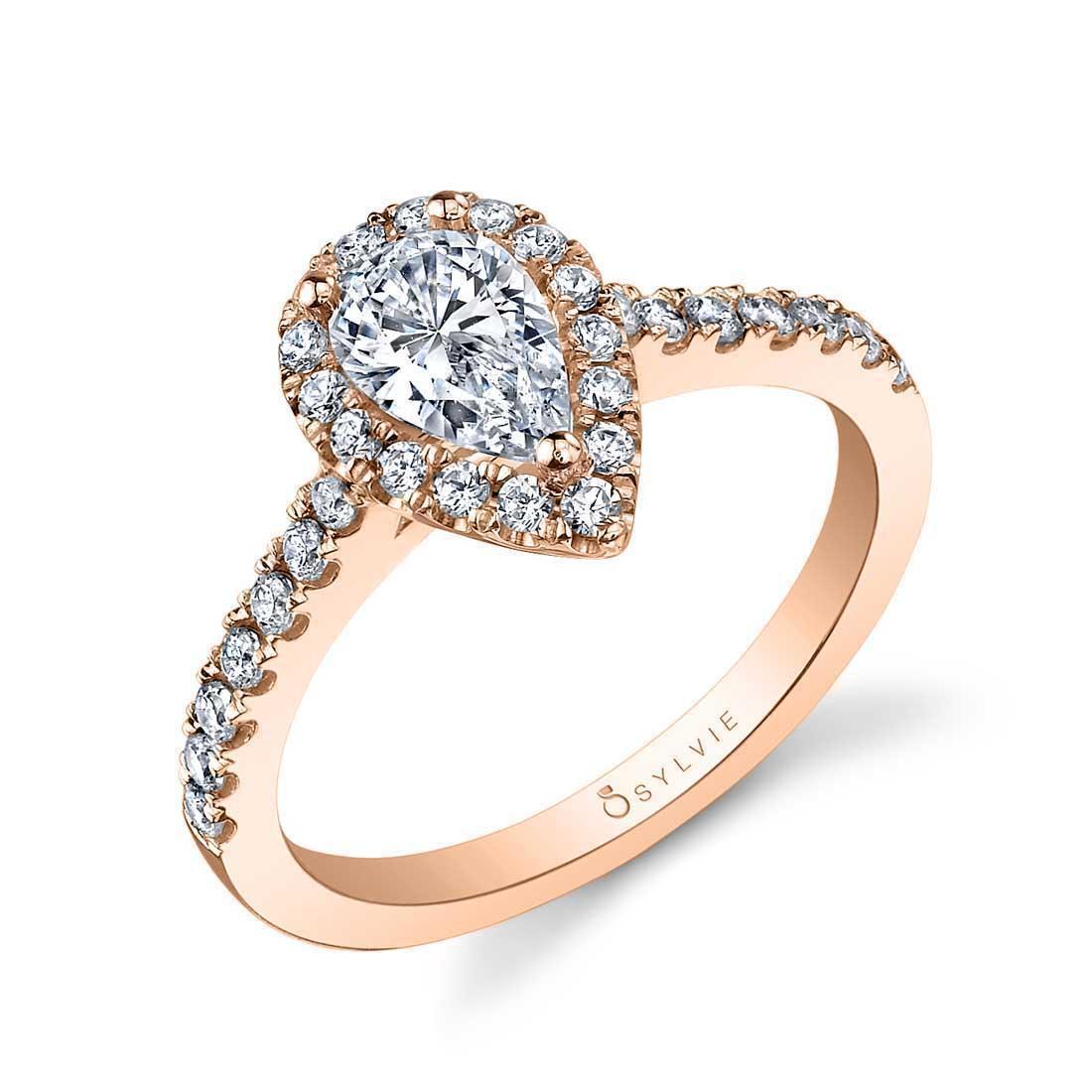 Chantelle Pear Classic Halo Engagement Ring