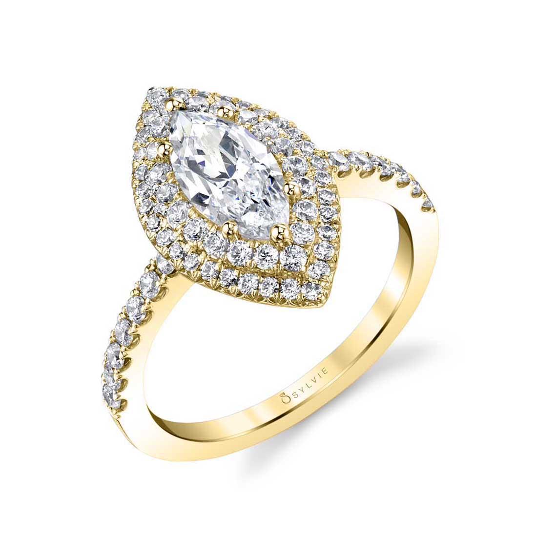 14K Claudia Marquise Double Halo Engagement Ring