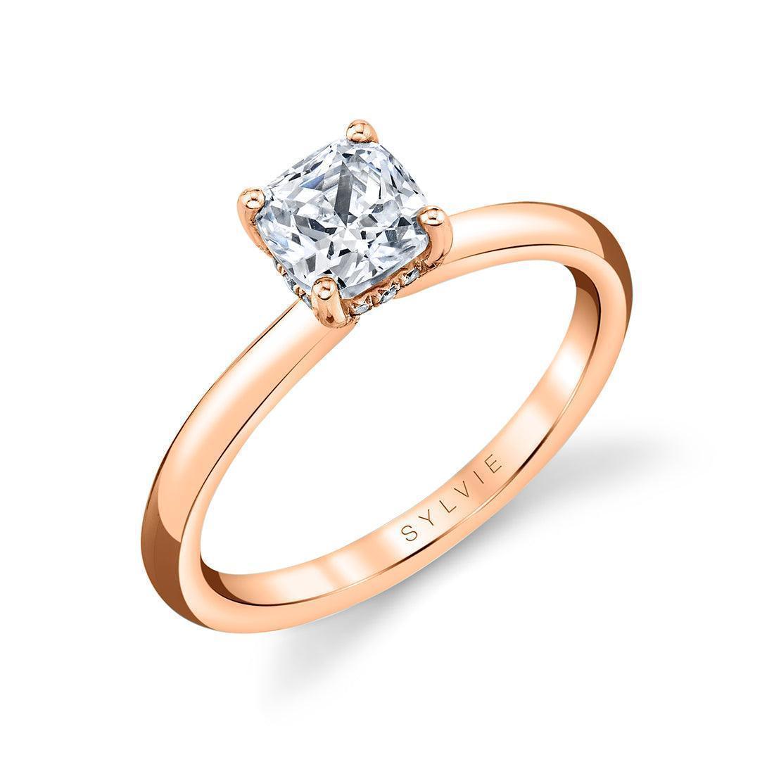 Rose Gold Joanna Solitaire Cushion Cut Engagement Ring
