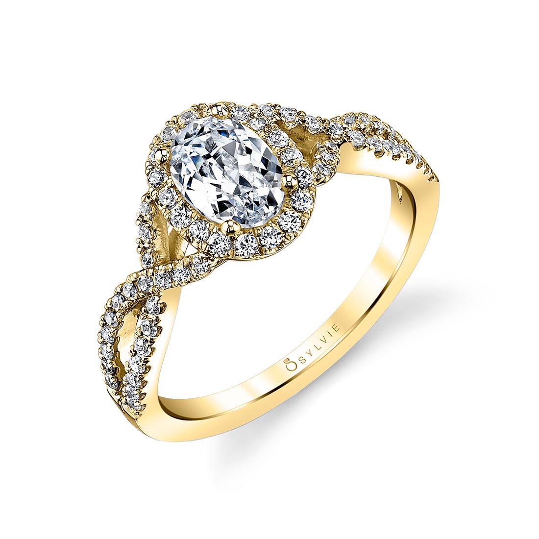 14K Jocelina Oval Halo Split Shank Engagement Ring