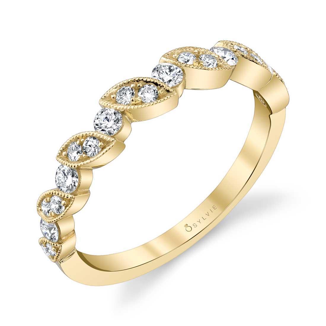 Yellow Gold Lily Wedding Band