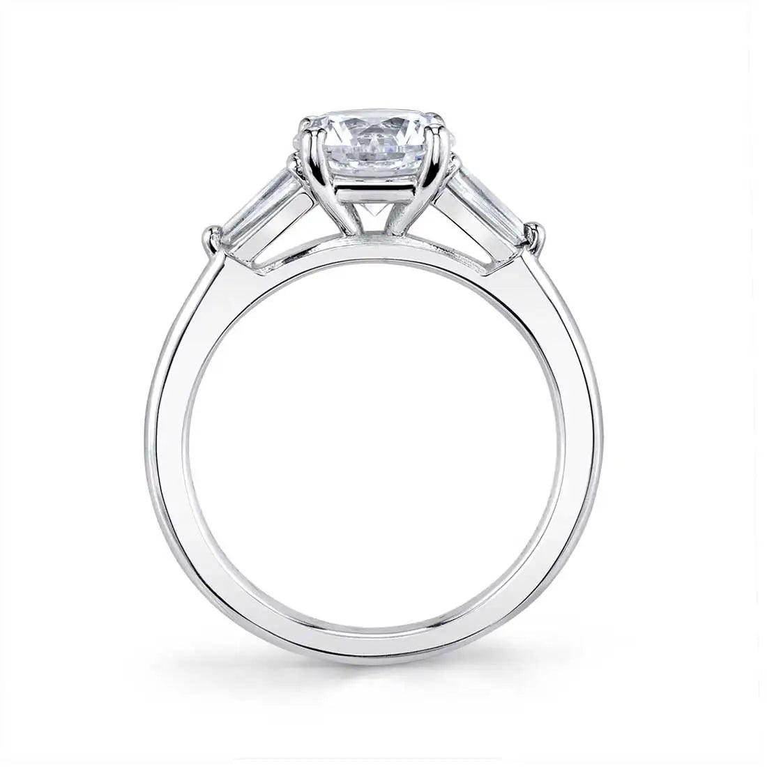 14K Nicolette Emerald Cut Baguette Side Stone Engagement Ring