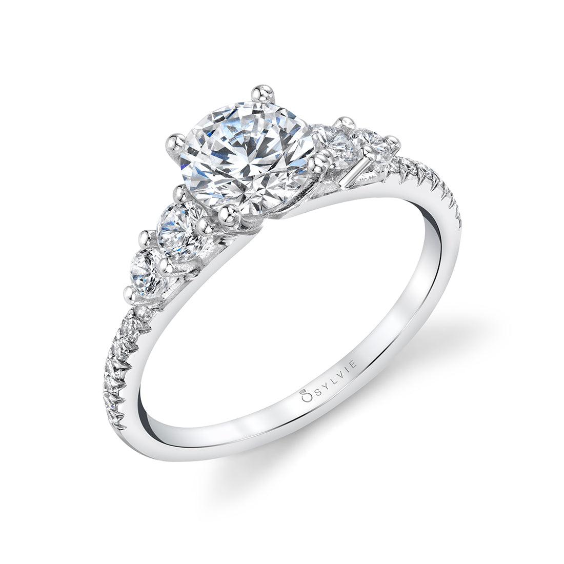 14K Tamara Five Stone Round Engagement Ring