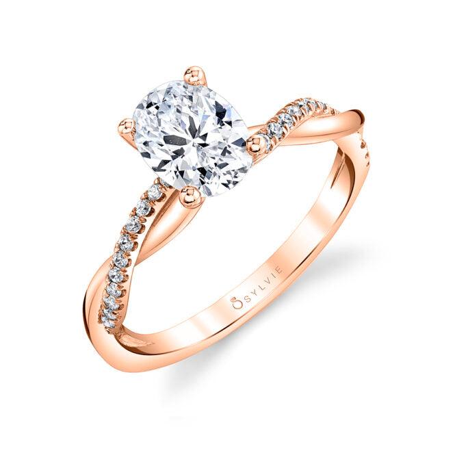 Yasmine Oval Spiral Engagement Ring
